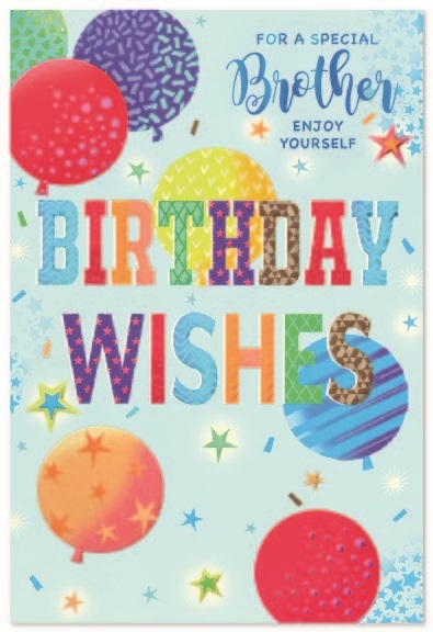 BIRTHDAY CARDS,Brother 6`s Balloons & Stars