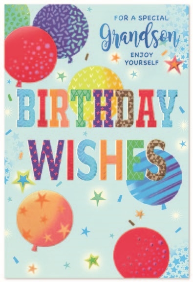 BIRTHDAY CARDS,Grandson 6`s Balloons & Stars