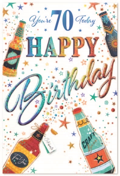 AGE 70 CARDS,Male 6`s Beer Bottles