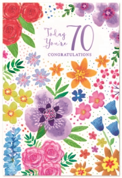 AGE 70 CARDS,Female 6`s Floral