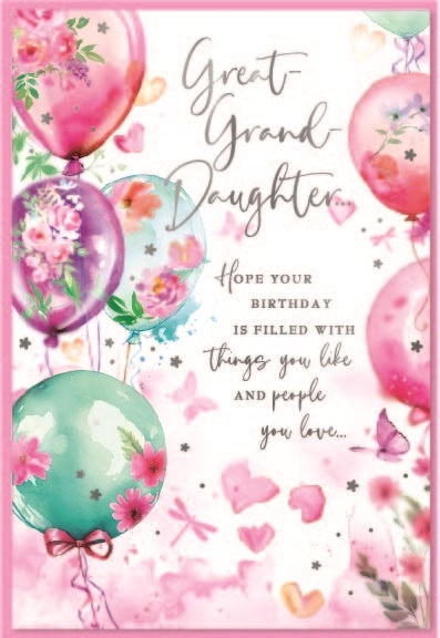 BIRTHDAY CARDS,Great Grandd`tr 6`s Floral Balloons