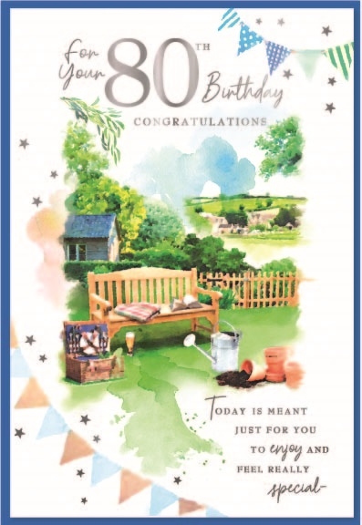 AGE 80 CARDS,Male 6`s Garden Picnic