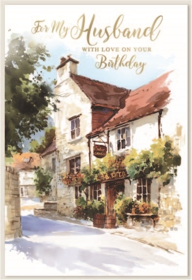 BIRTHDAY CARDS,Husband 6`s Village Pub