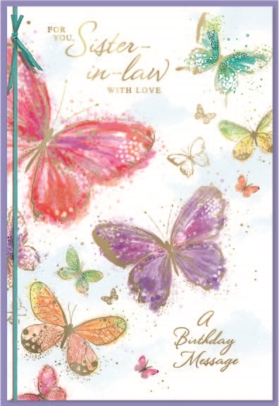 BIRTHDAY CARDS,Sister in Law 6`s Butterflies