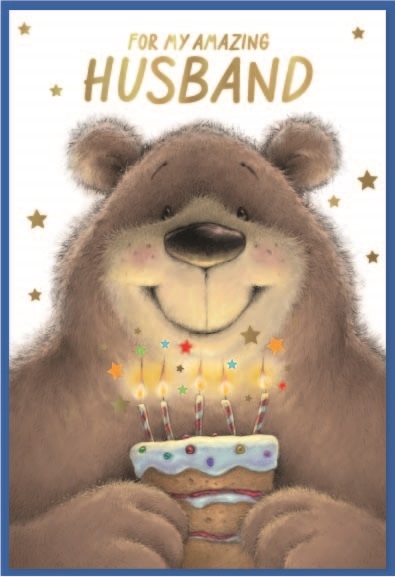 BIRTHDAY CARDS,Husband 6`s Bear with Cake