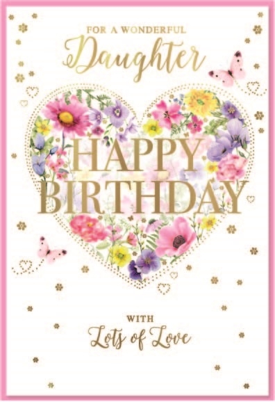 BIRTHDAY CARDS,Daughter 6`s Floral Heart