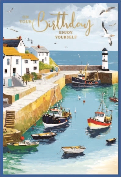 BIRTHDAY CARDS,Open 6`s Harbour Scene