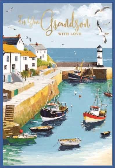 BIRTHDAY CARDS,Grandson 6`s Harbour Scene