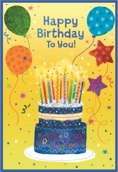 BIRTHDAY CARDS,Open 6`s Birthday Cake & Balloons
