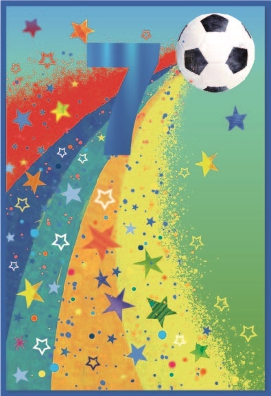 AGE 7 CARDS,Male 6`s Football & Stars