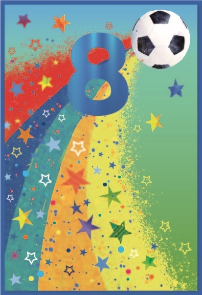 AGE 8 CARDS,Male 6`s Football & Stars