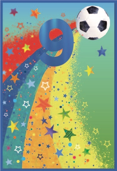 AGE 9 CARDS,Male 6`s Football & Stars