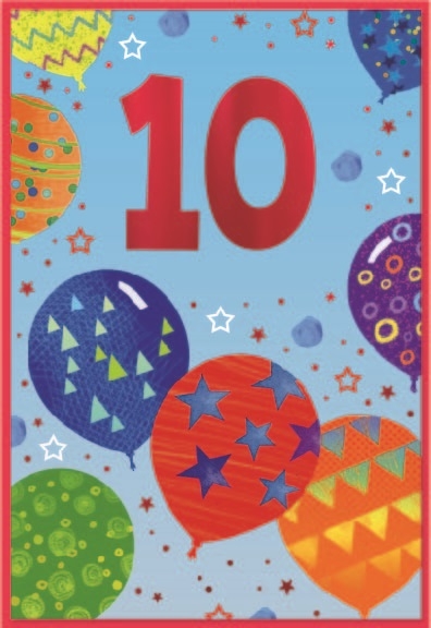AGE 10 CARDS,Male 6`s Balloons