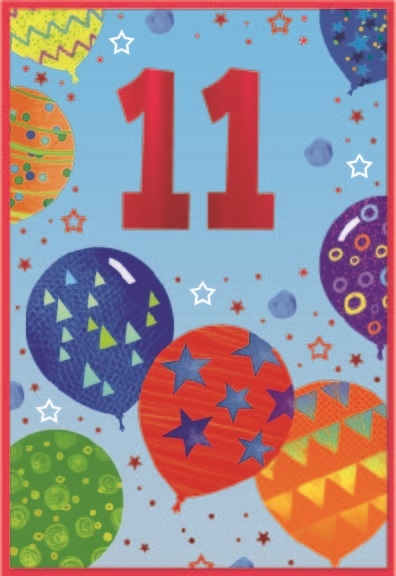 AGE 11 CARDS,Male 6`s Balloons