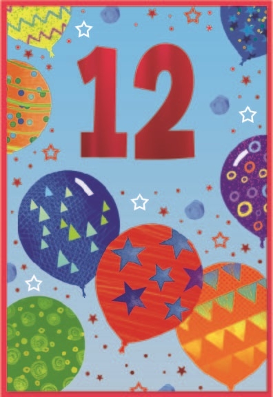 AGE 12 CARDS,Male 6`s Balloons