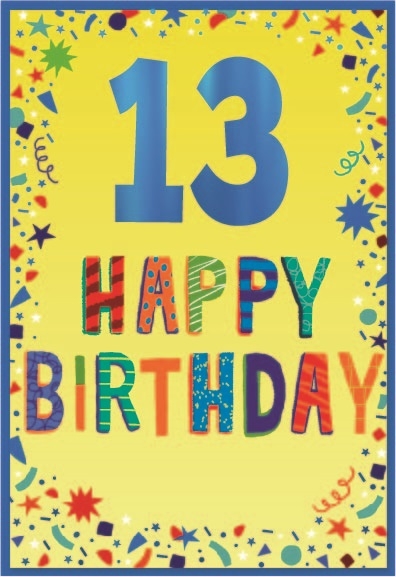 AGE 13 CARDS,Male 6`s Assorted Shapes