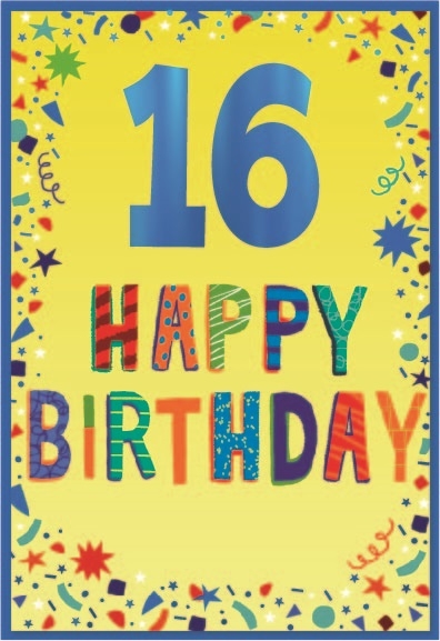 AGE 16 CARDS,Male 6`s Assorted Shapes