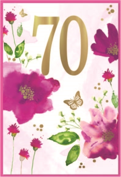 AGE 70 CARDS,Female 6`s Flowers & Butterflies