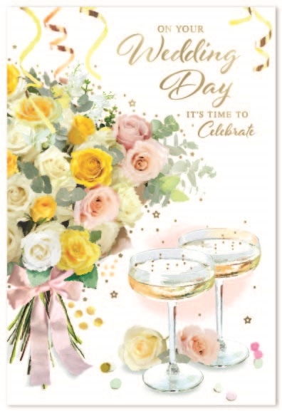 WEDDING DAY CARDS,6`s Floral Bouquet & Bubbly
