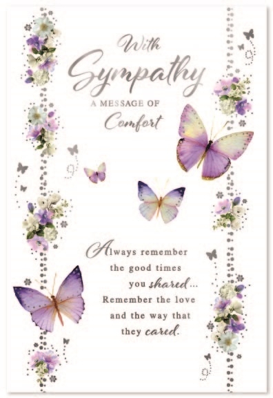 SYMPATHY CARDS,6`s Floral Butterflies
