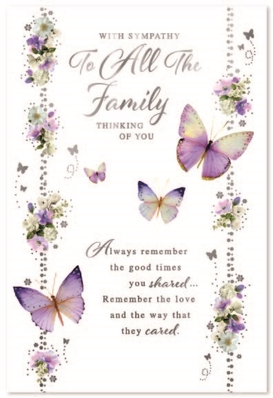 SYMPATHY CARDS,To All The Family Floral Butterflies [Packs Only]