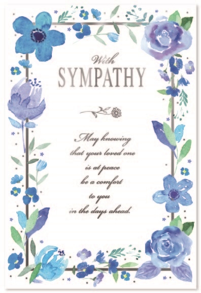 SYMPATHY CARDS,6`s Blue Floral Border