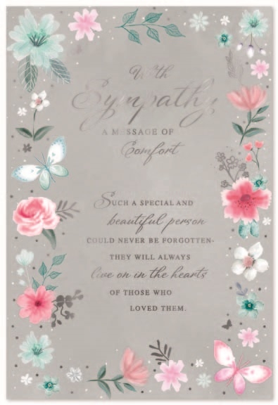 SYMPATHY CARDS,6`s Pink Floral Border