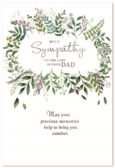 SYMPATHY CARDS,Loss of Dad 6`s Foliage Wreath