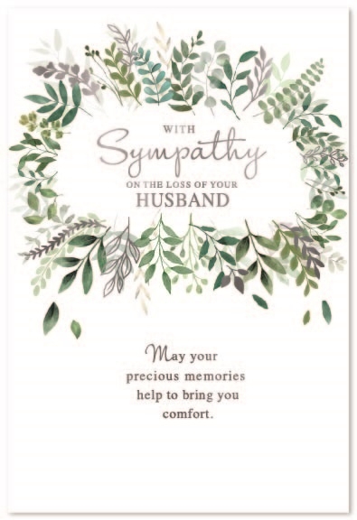 SYMPATHY CARDS,Loss of Husband 6`s Foliage Wreath