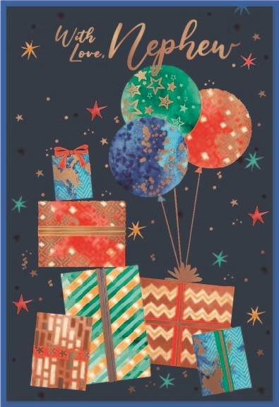 BIRTHDAY CARDS,Nephew 6`s Presents & Balloons