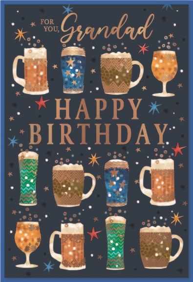 BIRTHDAY CARDS,Grandad 6`s Beer Glasses