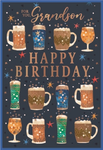 BIRTHDAY CARDS,Grandson 6`s Beer Glasses