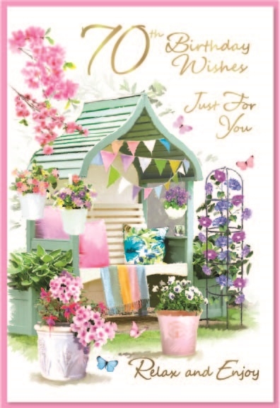 AGE 70 CARDS,Female 6`s Floral Garden Seat