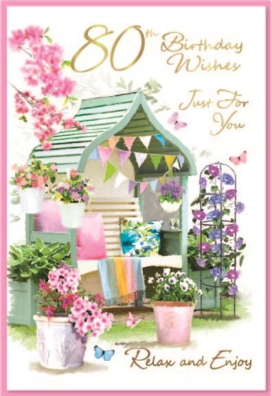 AGE 80 CARDS,Female 6`s Floral Garden Seat