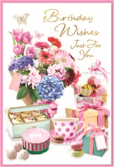 BIRTHDAY CARDS,Open 6`s Floral Afternoon Tea