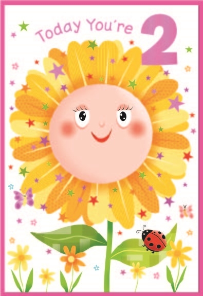 AGE 2 CARDS,Female 6`s Sunflower & Ladybug