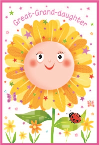 BIRTHDAY CARDS,Great Grandd`tr 6`s Sunflower & Ladybug