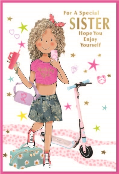 BIRTHDAY CARDS,Sister 6`s Fashion & Scooter
