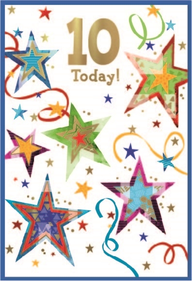 AGE 10 CARDS,Male 6`s Stars & Streamers