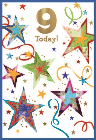 AGE 9 CARDS,Male 6`s Stars & Streamers