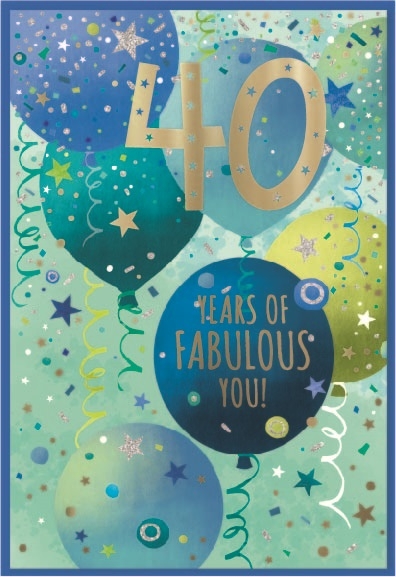 AGE 40 CARDS,Male 6`s Blue Balloons