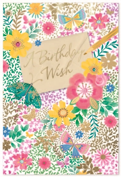 BIRTHDAY CARDS,Open 6`s Floral Butterflies