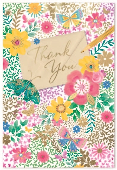 THANK YOU CARDS, Floral Butterflies [Packs Only]