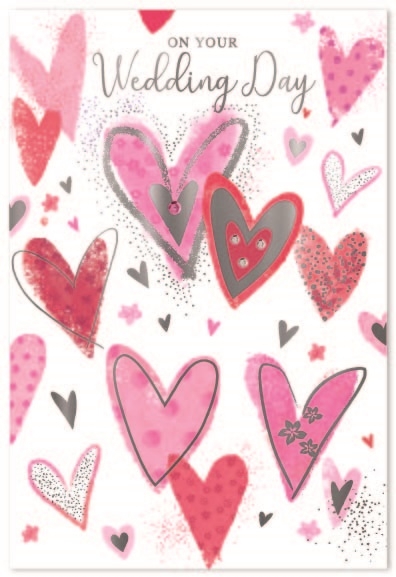 WEDDING DAY CARDS,6`s Pink Hearts