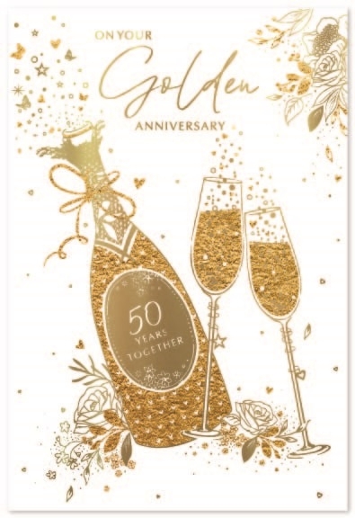 ANNIVERSARY CARDS,Your Golden 6`s Bubbly & Flutes