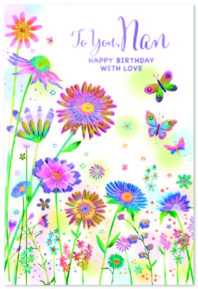 BIRTHDAY CARDS,Nan Floral Butterflies [Packs Only]