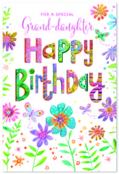 BIRTHDAY CARDS,Granddaughter Floral Butterflies [Packs Only]