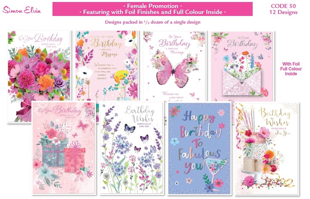 BIRTHDAY CARDS,Open 72`s Female Assortment