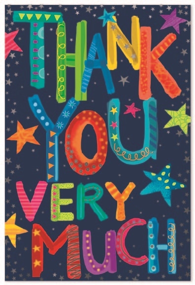 THANK YOU CARDS,6`s Text & Stars
