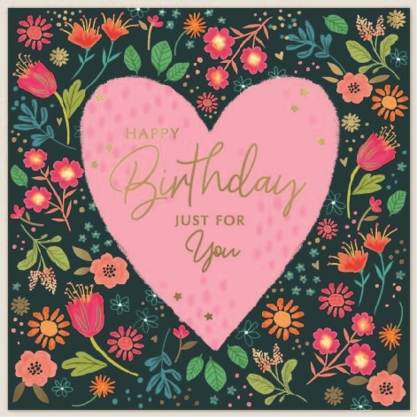 BIRTHDAY CARDS,Open 6`s Floral Heart
